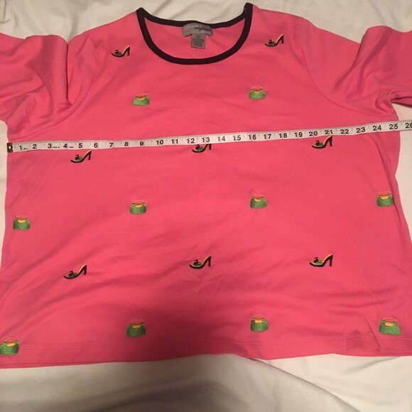 Designer Original shirt Women 1X pink embroidered shoes purses 3/4 sleeve Barbie - Picture 4 of 7